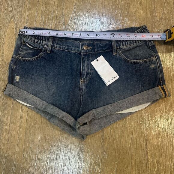 Retrofete Mallory Cuff Denim‎ Shorts Elastic Back Waist size 31 - Picture 6 of 15